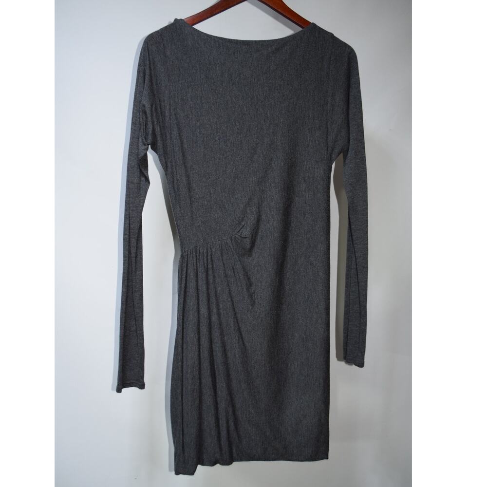 Rebecca Taylor Medium Charcoal Gray Modal Ruched Draped Long Sleeve Mini Dress - Picture 3 of 3